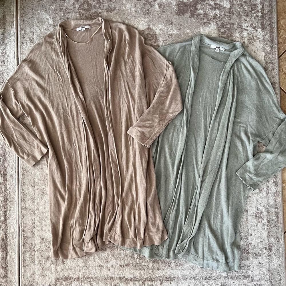 Womens Uniqlo long duster cardigan bundle